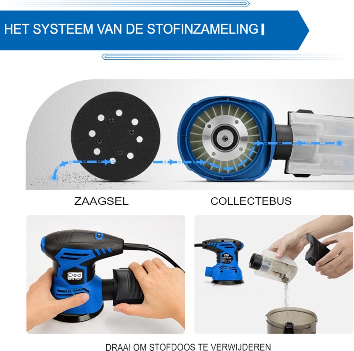 Handpalmschuurmachine Schuurmachine Met Stofafzuiging 8 Standen Multifunctioneel...