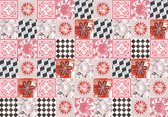 Fotobehang - Vlies Behang - Roze Tegels Mozaiek - 416 x 254 cm
