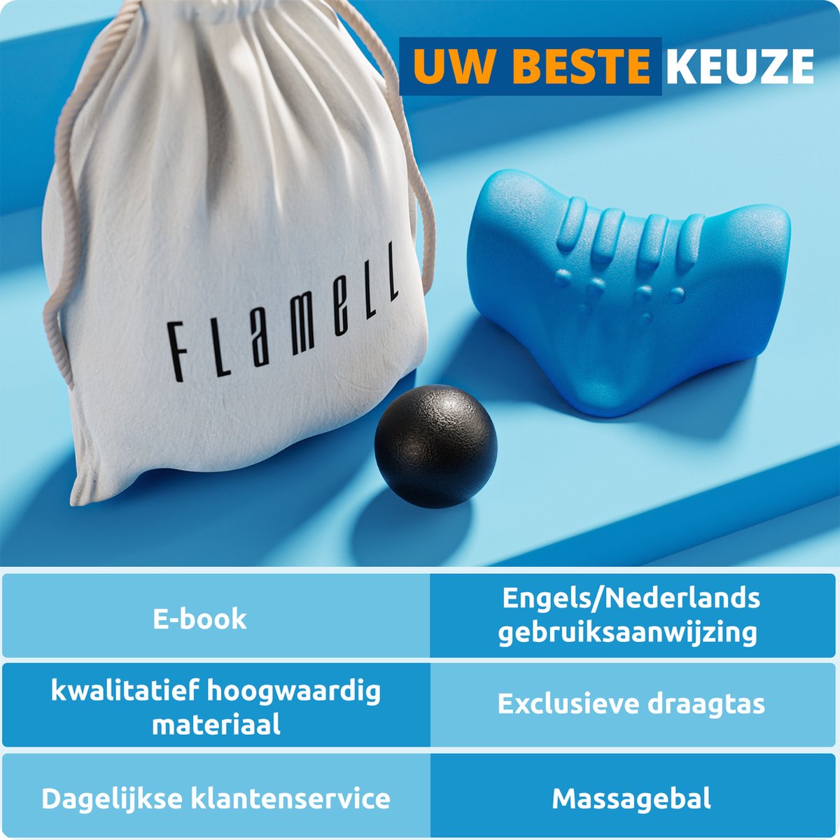 Afbeelding 2 van Flamell® Nekstretcher - Massage kussen - Voor Rug en Nekklachten - Neck Releaser - Nekmassage - Shiatsu massagekussen - Nek Tractie Apparaat
