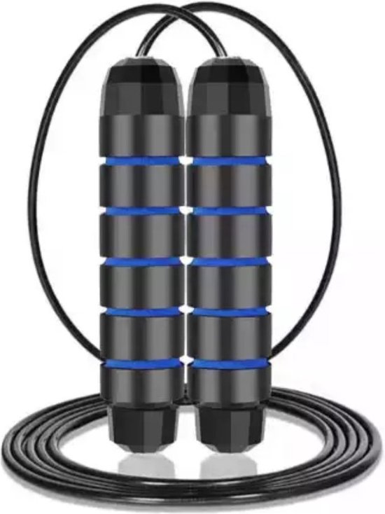 UITVERKOOP - Upgrade Yourself - Professioneel springtouw - Verstelbaar - Jump rope - Speed rope - Zwart / blauw - Volwassenen en Kinderen