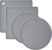 Siliconen speciale zetters, set van 4 speciale zetters, twee verschillende vormen, hittebestendig tot 230 °C, antislip, flexibel, duurzaam, vaatwasmachinebestendig (grijs)
