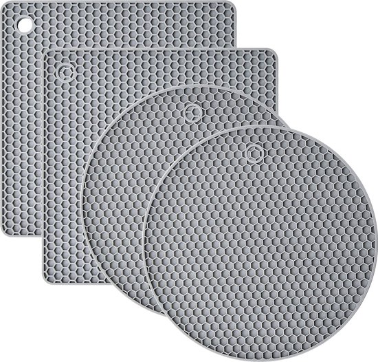 KERYCHIN Placemats van siliconen en onderzetters, rond, wasbaar, hittebestendig 220 °C, antislip en waterdicht, accessoires voor restaurant, keuken, hotel, 40 x 30 cm, 8 stuks, donkergrijs KERYCHIN Placemats van siliconen en onderzetters, rond, wasbaar, hittebestendig 220 °C, antislip en waterdicht, accessoires voor restaurant, keuken, hotel, 40 x 30 cm, 8 stuks, donkergrijs