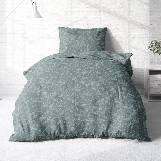 Parure de lit en flanelle 135 x 200 cm Vert Floral Vine Mint Design Floral  Literie... | bol