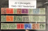 Luxe postzegel pakket (A6 formaat) : collectie van 22 verschillende postzegels van Cijfers vanaf 1940-kan als ansichtkaart in een A5 envelop - authentiek cadeau - kado - geschenk - kaart