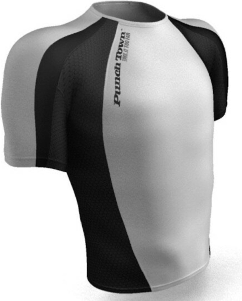 PunchTown Rash Guard Classic Korte Mouwen Wit Zwart - L