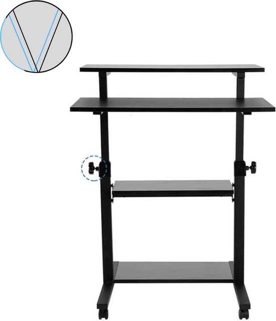 laptoptafel op wieltjes, verstelbaar in de hoogte, draaibaar, HxBxD 95