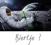 Allernieuwste.nl® Canvas Schilderij Astronaut op de Maan met Biertje XL - Woonkamer - Poster - 60 x 110 cm