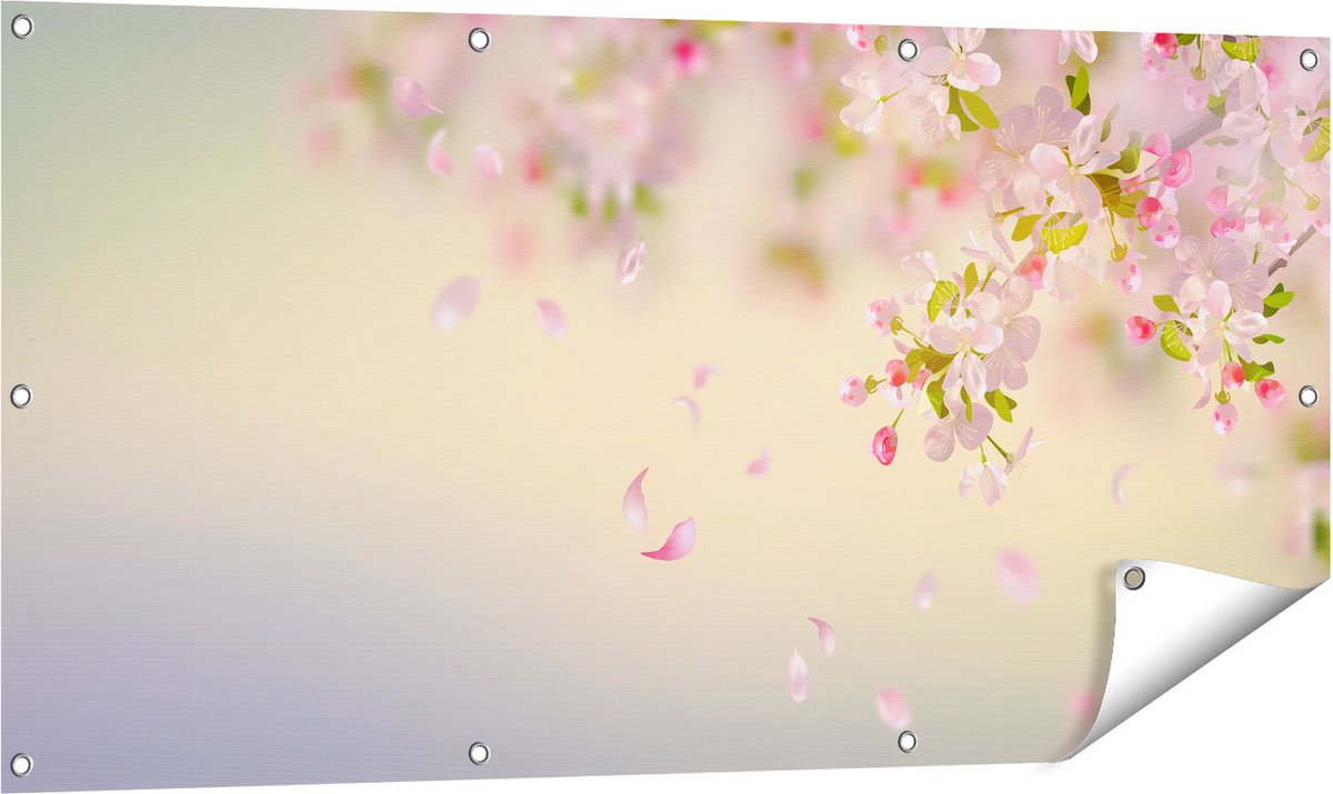 Gards Tuinposter Appelbloesem - Bloemen - 120x60 cm - Tuindoek - Tuindecoratie - Wanddecoratie buiten - Tuinschilderij Multikleur