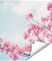 Gards Tuinposter Roze Bloesemboom - Bloemen - 50x50 cm - Tuindoek - Tuindecoratie - Wanddecoratie buiten - Tuinschilderij