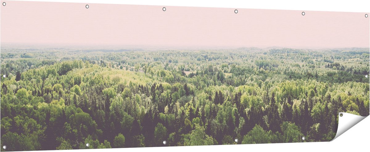 Gards Tuinposter Eindeloze Bos met Groene Bomen - 210x70 cm - Tuindoek - Tuindecoratie - Wanddecoratie buiten - Tuinschilderij Multikleur