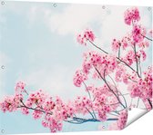 Gards Tuinposter Roze Bloesemboom - Bloemen - 120x90 cm - Tuindoek - Tuindecoratie - Wanddecoratie buiten - Tuinschilderij