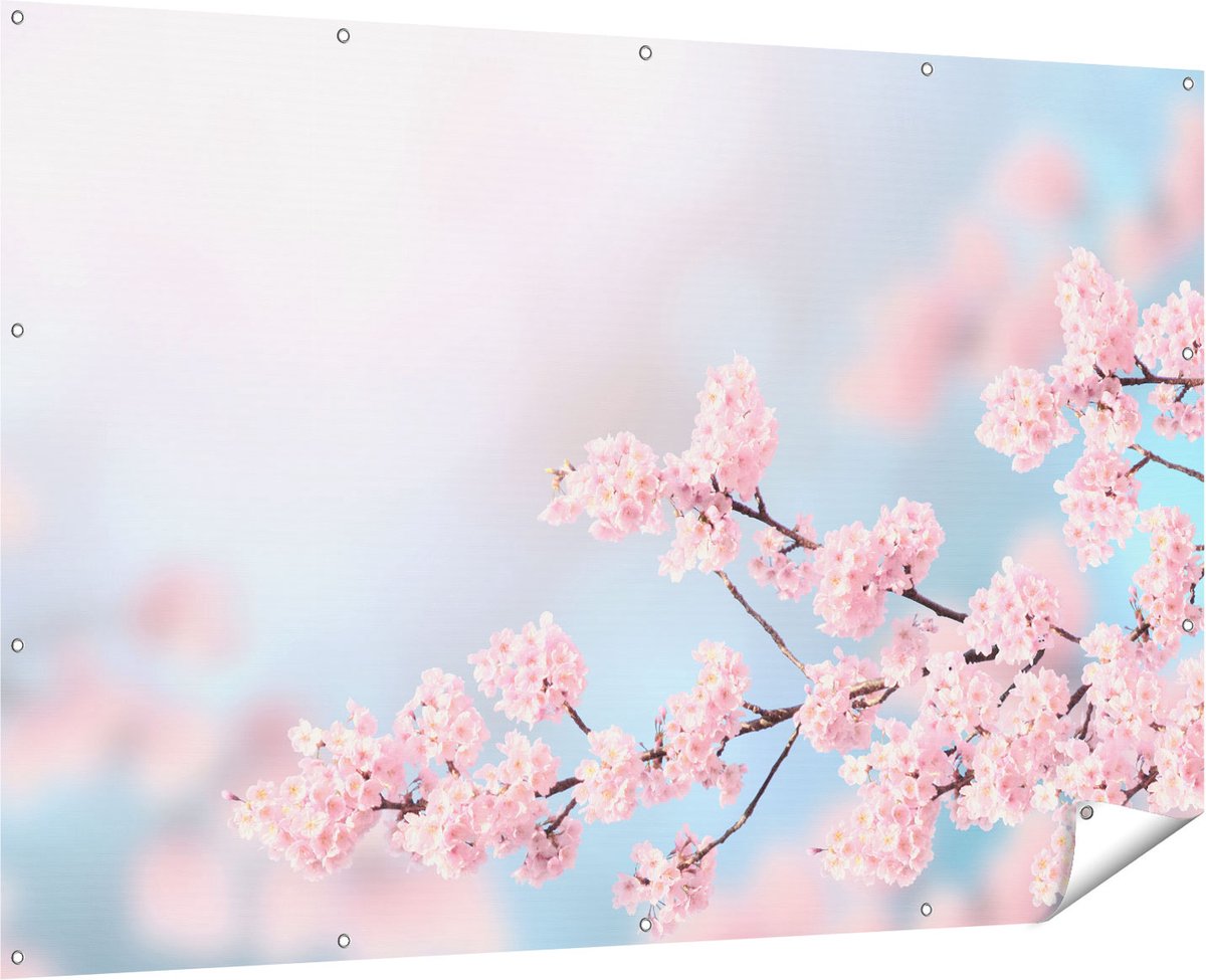 Gards Tuinposter Roze Bloesem Bloemen - 180x120 cm - Tuindoek - Tuindecoratie - Wanddecoratie buiten - Tuinschilderij Multikleur