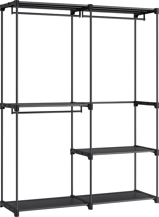 Medla Open Kledingkast, Massief IJzer, Metaal, Zwart - Ideaal voor Ingang, Slaapkamer, Garderobe, Appartement - 161 x 79 x 36 cm