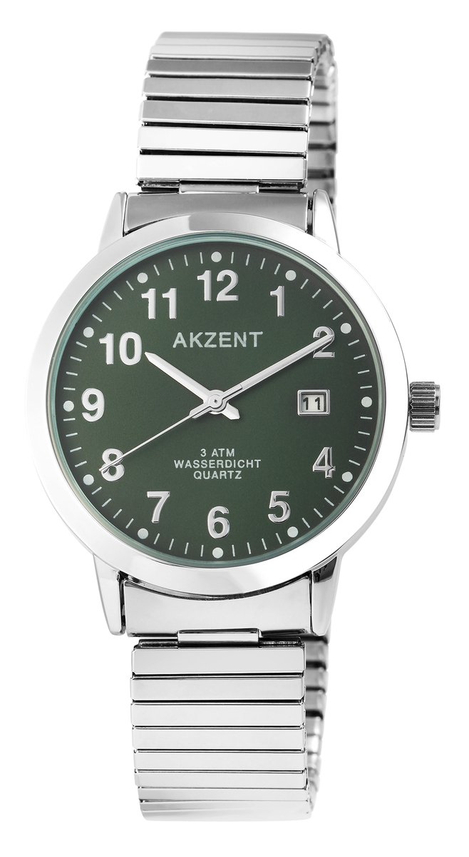 Akzent - Exclusief Herenhorloge met Metalen Band en Datumaanduiding - Groen