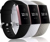 YONO Siliconen Bandjes - Fitbit Charge 3 en 4 - Zwart/Wit/Grijs - Small