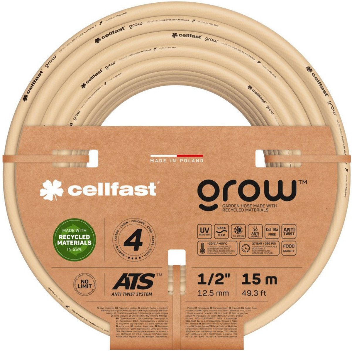 Cellfast GROW - 4-laags tuinslang 3/4