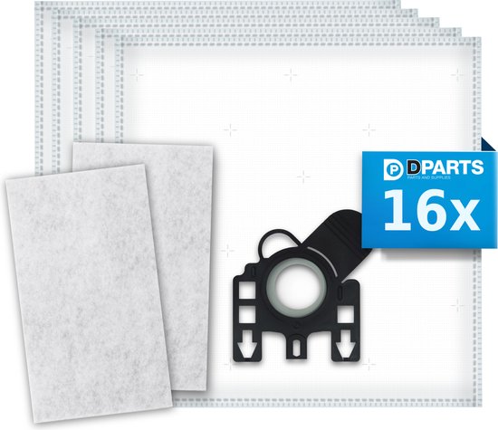 16x Dparts PRO stofzuigerzakken geschikt voor Miele GN - HyClean 3D Efficiency - XXL-pack met 2 filters