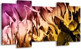 GroepArt - Schilderij - Bloem - Bruin, Roze, Geel - 120x65 5Luik - Foto Op Canvas - GroepArt 6000+ Schilderijen 0p Canvas Art Collectie - Wanddecoratie