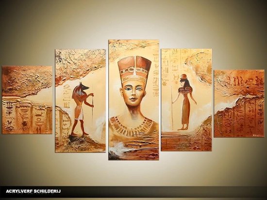 Peinture acrylique Egypte | Marron, Crème | 150x70cm 5Liège peint à la main