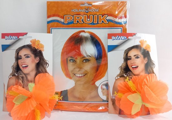 Pruik hippie met vlecht en bloemen blond Goedkoop Pruik hippie met vlecht en bloemen blond Goedkoop