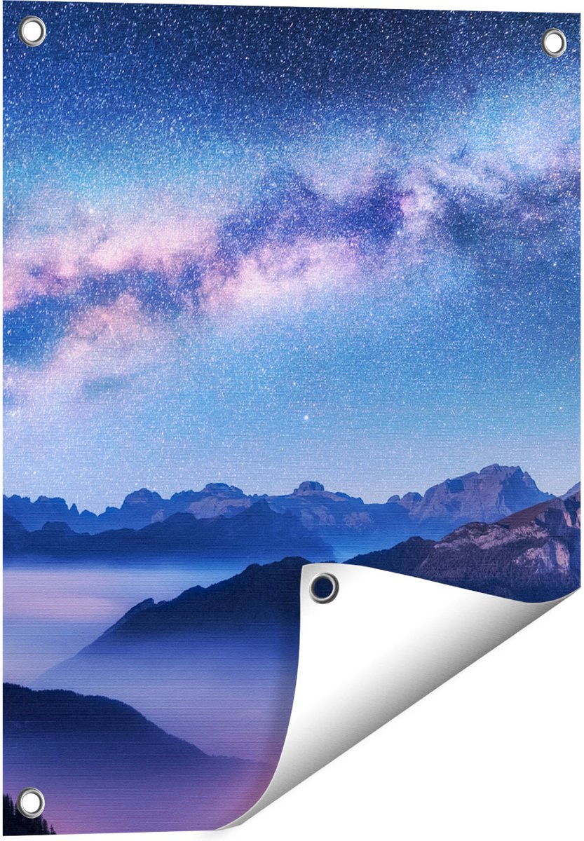 Gards Tuinposter Melkweg bij de Bergen in Itali� - 40x50 cm - Tuindoek - Tuindecoratie - Wanddecoratie buiten - Tuinschilderij Multikleur