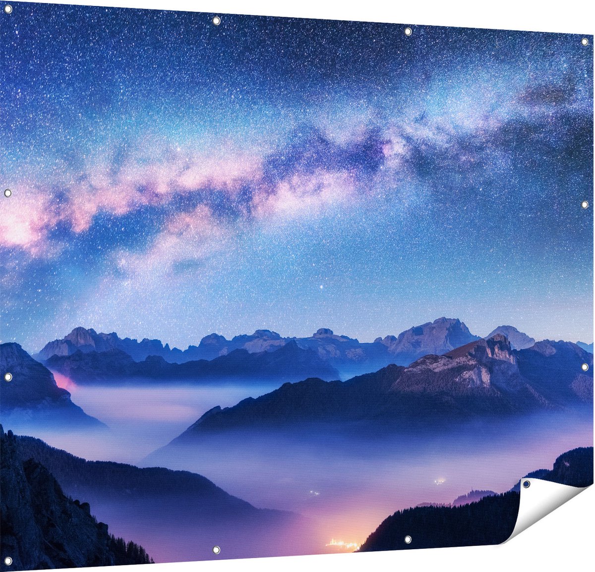 Gards Tuinposter Melkweg bij de Bergen in Itali� - 150x120 cm - Tuindoek - Tuindecoratie - Wanddecoratie buiten - Tuinschilderij Multikleur