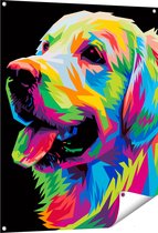 Gards Tuinposter Kleurrijke Hond - Abstract - 80x100 cm - Tuindoek - Tuindecoratie - Wanddecoratie buiten - Tuinschilderij