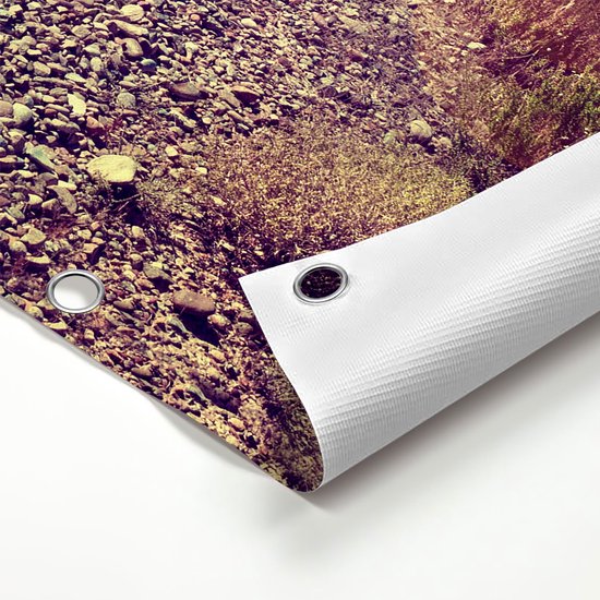 Gards Tuinposter Pad in het Woestijn Landschap met de Zon - 120x80 cm - Tuindoek - Tuindecoratie - Wanddecoratie buiten - Tuinschilderij