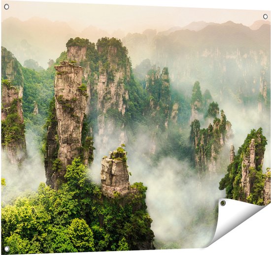 Gards Tuinposter Zhangjiajie Klif Bergen in China - 100x80 cm - Tuindoek - Tuindecoratie - Wanddecoratie buiten - Tuinschilderij