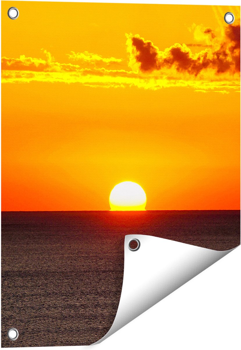 Gards Tuinposter Oranje Zonsondergang in de Oceaan - 40x50 cm - Tuindoek - Tuindecoratie - Wanddecoratie buiten - Tuinschilderij Multikleur
