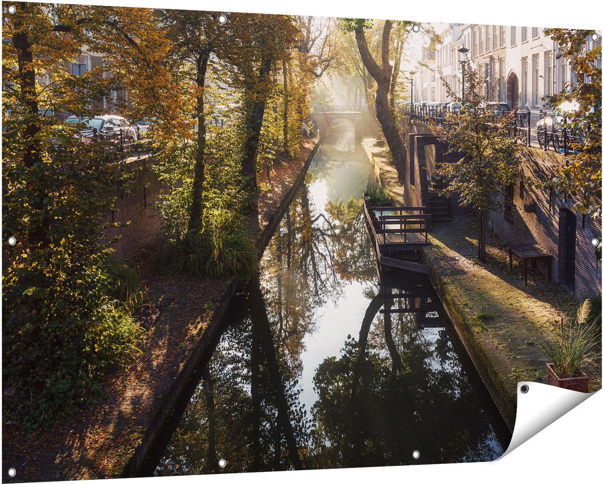 Gards Tuinposter Nieuwe Gracht in Utrecht - 150x100 cm - Tuindoek - Tuindecoratie - Wanddecoratie buiten - Tuinschilderij Multikleur