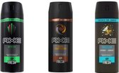 AXE Deodorant Spray MIX - Dark Temptation / Africa / Collison Leather & Cookies - Voordeelverpakking 3 x 150 ml
