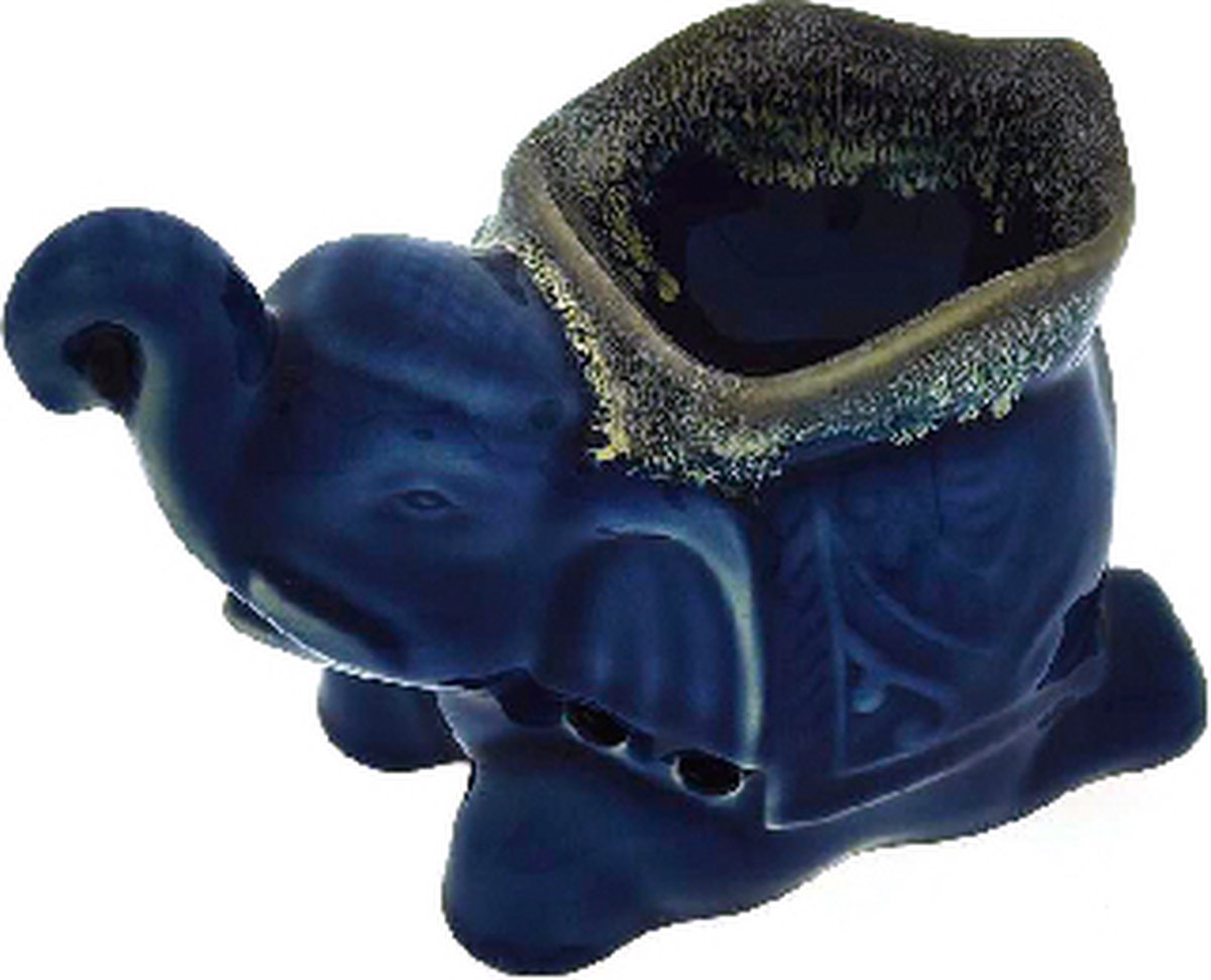 Goedkoopste Aromabrander – Aromaverdamper – Handgemaakt – Keramiek - Aroma diffuser – Olieverdamper - Aromadamper theelicht –– Olifant vierkant blauw
