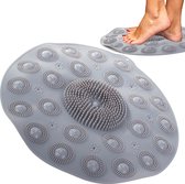Voetmassagemat Rond - Antislip Douchemat voor voetenreiniging en massage – Grijs - Ø 37 cm