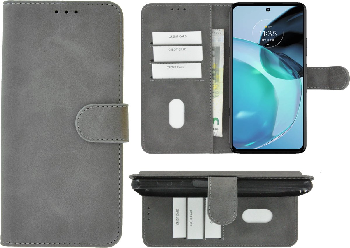 Pearlycase hoesje voor Motorola Moto G53 - Kunstleer Book Case - Grijs
