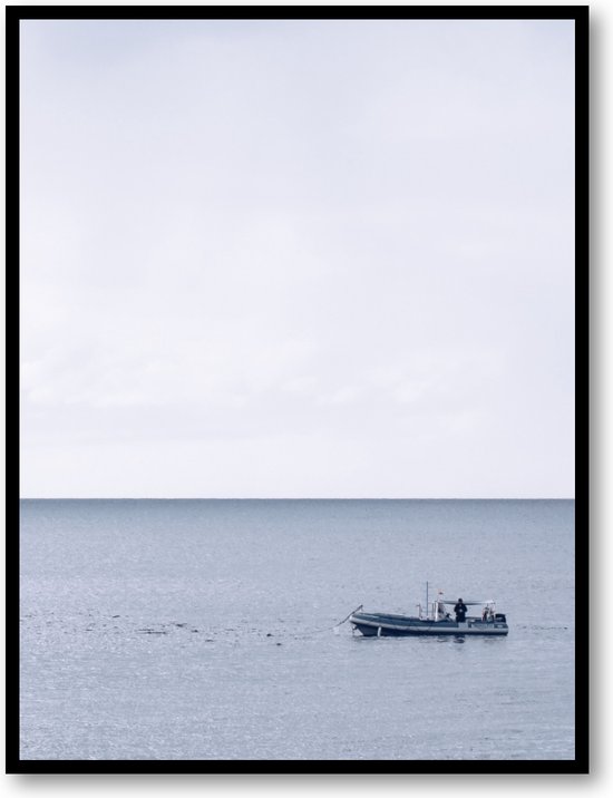 Baai met boot - Lanzarote - Fotoposter 30x40 met Lijst