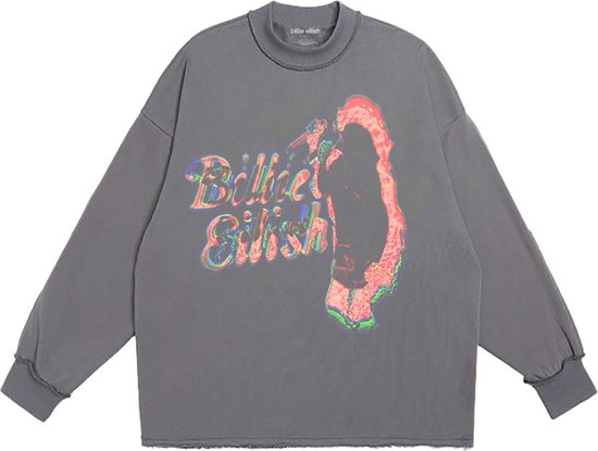 Billie Eilish - Neon Silhouette Longsleeve shirt - S - Grijs