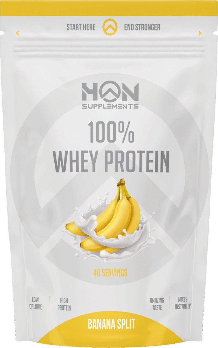 HON - 100% Whey Protein (Banana Split - 1000 gram) - Eiwitshake - Eiwitpoeder - Eiwitten - Sportvoeding - 40 shakes