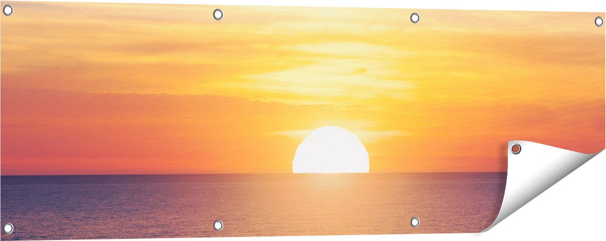 Gards Tuinposter Zonsondergang op de Zee - 120x40 cm - Tuindoek - Tuindecoratie - Wanddecoratie buiten - Tuinschilderij Multikleur