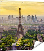 Gards Tuinposter Skyline van Parijs met de Eiffeltoren - 90x90 cm - Tuindoek - Tuindecoratie - Wanddecoratie buiten - Tuinschilderij