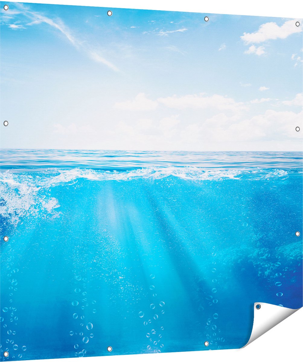 Gards Tuinposter Helder Blauwe Zee onder Water - 120x120 cm - Tuindoek - Tuindecoratie - Wanddecoratie buiten - Tuinschilderij Multikleur