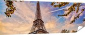 Gards Tuinposter Eiffeltoren in Parijs tijdens Zonsondergang - 210x70 cm - Tuindoek - Tuindecoratie - Wanddecoratie buiten - Tuinschilderij