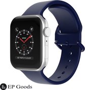 EP Goods - Bandje Geschikt voor Apple Watch Series 1/2/3/4/5/6/SE/7/8 en Ultra - 42/44/45/49mm - Siliconen - Met Gesp Sluiting - Donkerblauw