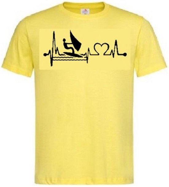 Grappig T-shirt - windsurfen - surfen - watersport - hartslag - heartbeat - maat 3XL