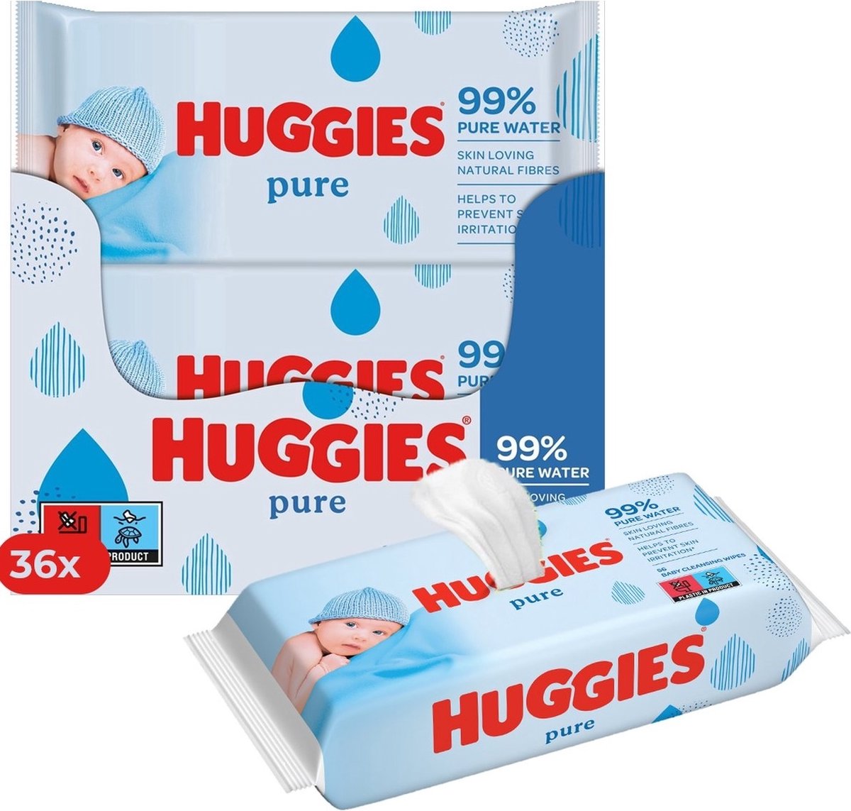 Goedkoopste Huggies - Pure - Billendoekjes - 2016 babydoekjes - 36 x 56