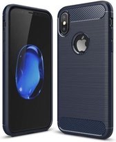 Geborstelde TPU Cover - iPhone X - Blauw