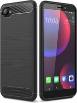 HTC Desire 12 - Geborstelde TPU Cover - Zwart