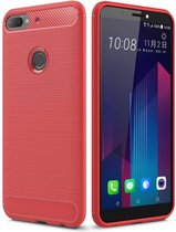 HTC Desire 12 Plus - Geborstelde TPU Cover - Rood