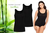 Pierre Calvini - Bamboe Hemden Dames - 2-pack - Zwart - M - Onderhemd Dames - Hemdjes Dames - Singlet Dames - t Shirt Dames