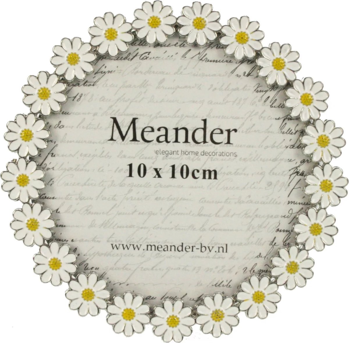 Fotolijstje met margrietjes metaal rond Ø11,6x1,5cm